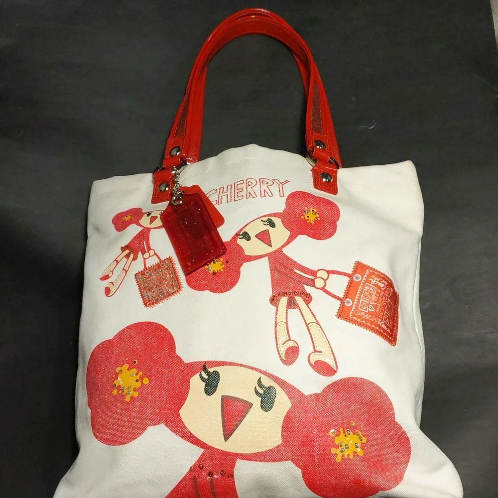RARE Coach Poppy Cherry Chan Tote Bag - Picture 2 of 15